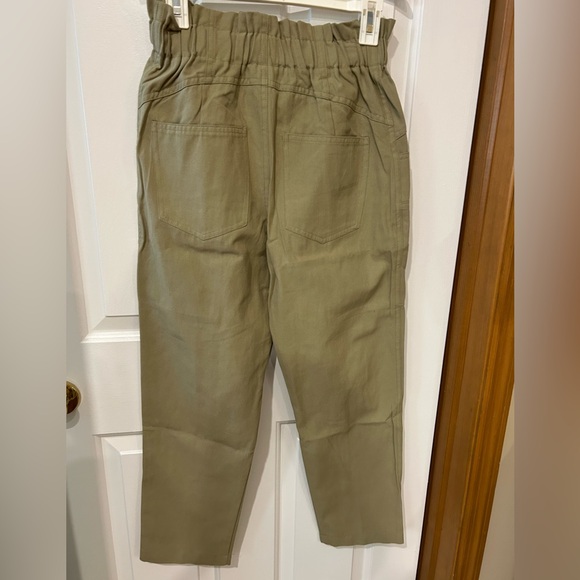Elodie Olive /Sage green woman’s Cargo Pants Paper bag waist - Picture 2 of 3